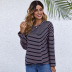 camiseta de manga larga suelta de otoño para mujer superior a rayas de venta caliente NSAL2600
