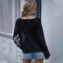  solid color stitching leopard print sweater long-sleeved top  NSDF2601