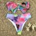  diamond tie-dye bow tube top split high waist bikini  NSZO2603