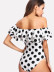 plus size new black and white dotted shoulder one-piece bikinis NSHL2638