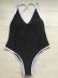 sexy bikini halter lateral blanco negro de una pieza NSHL2670