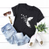 playera de manga corta de algodón con estampado de pájaro pluma mujer NSSN2680