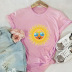 divertida camiseta de manga corta de algodón con estampado de sol mujer NSSN2683