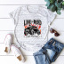 camiseta de manga corta de algodón puro con estampado de coche para mujer NSSN2684