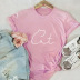lindo gato gato estampado algodón camiseta de manga corta mujer NSSN2695