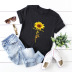 camiseta de manga corta de algodón puro con estampado de girasol mujer NSSN2698