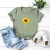 camiseta de manga corta de algodón puro con estampado de girasol mujer NSSN2698