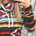 Otoño de las mujeres nuevo patrón geométrico suéter de manga larga étnico suéter de las señoras NSSI2728