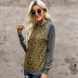 women long-sleeved autumn leopard sequin stitching street style hooded pullover sweater  NSSI2729
