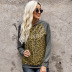 women long-sleeved autumn leopard sequin stitching street style hooded pullover sweater  NSSI2729