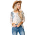  leopard print tie-dye hit color v-neck long-sleeved ladies pullover top NSSI2732