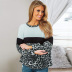 women autumn new leopard print stitching casual long-sleeved round neck pullover sweater  NSSI2733