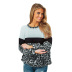 women autumn new leopard print stitching casual long-sleeved round neck pullover sweater  NSSI2733