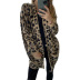 knitted cardigan women s autumn loose leopard print mid-length sweater jacket  NSSI2734