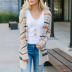 women s autumn and winter new long-sleeved color stripes contrast color jacket  NSSI2756