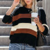 women autumn contrast button decoration long-sleeved round neck pullover sweater  NSSI2764
