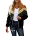 plush jacket women s autumn solid color hit color zipper lapel loose jacket NSSI2795