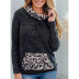 mujer otoño nuevo estampado de leopardo costura casual de manga larga suéter con capucha NSSI2807