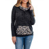 women autumn new leopard print stitching casual long-sleeved hooded pullover sweater NSSI2807