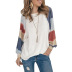 color sólido color de golpe moda casual cuello redondo manga larga blusa de mujer NSSI2811