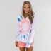 tie-dye sweater women s fall winter new style long-sleeved loose hooded v-neck pullover ladies sweater  NSSI2819