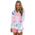 tie-dye sweater women s fall winter new style long-sleeved loose hooded v-neck pullover ladies sweater  NSSI2819
