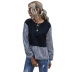 Plaid stitching solid color ladies round neck loose long-sleeved casual pullover  NSDF2823