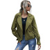 high waist ladies temperament casual army green long-sleeved jacket NSDF2824