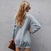 knitted pullover solid color long-sleeved dress NSKA2858