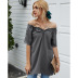 solid color lace one-shoulder hooded casual short-sleeved T-shirt NSAL2880