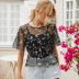  ultra-thin see-through mesh embroidery flower T-shirt top NSAL2902