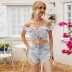 summer women s printed floral fungus strap pleated lace holiday leisure short vest NSAL2907