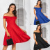  solid color cross-neck strapless dress NSAL2926