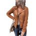 Otoño e invierno de las mujeres nuevo estilo de color sólido imitación de gamuza cremallera chaqueta de manga larga de las mujeres NSSI2949