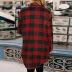 otoño e invierno de las mujeres nuevo estilo chaqueta de la camisa de la rebeca del botón de la solapa de la tela escocesa NSSI2953