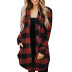 women s autumn and winter new style plaid lapel button press cardigan shirt jacket  NSSI2953