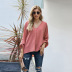 women new solid color fashion v-neck pullover chiffon shirt  NSSI2964