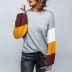 lantern long sleeve hit color round neck casual ladies sweater  NSSI2968