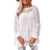 women s autumn new style solid color fashion round neck pullover lace shirt  NSSI2977