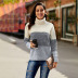  three-color contrast color warm long-sleeved pullover women s sweater NSSI2978