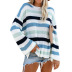  color striped long-sleeved loose round neck pullover sweater   NSSI2996