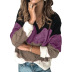 Jersey con cuello en V de color en contraste Suéter informal de manga larga para mujer NSSI3010