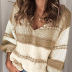  V-neck pullover nine-point sleeve casual women s sweater NSSI3011
