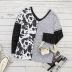  striped stitching v-neck casual pullover long-sleeved ladies top NSSI3018