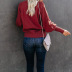 suéter suelto de color sólido medio cuello alto linterna manga larga jersey NSSI3025