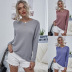 new style casual women s round neck loose back halter retro solid color long-sleeved shirt NSDF3048
