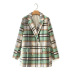 wholesale autumn woolen check double-breasted women s suit jacket  NSAM3066