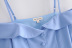  blue strapless long-sleeved one-line neck suspender top NSAM3080