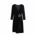  velvet long-sleeved v-neck dress evening dress  NSAM3083