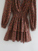  autumn printed mini V-neck dress  NSAM3090